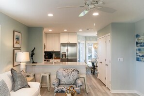 in living area looking towards kitchen