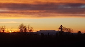 Sunset looking out towards Mt. Susitna, affectionately known as Sleeping Lady!