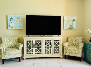 Enjoy the 65” Roku smart TV with HBO, Cinemax, STARZ, Showtime & more channels!