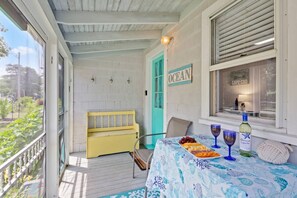 The front porch provides a welcoming space where you can relax and enjoy the fresh air.