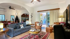 CZR LR 1 - Relax on the new sofa bed in the large, comfortable living room.