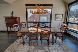Dining room with beautiful wooden table