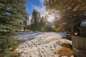 Your snowy backyard is perfect for building a snowman! #winter