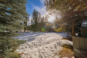 Your snowy backyard is perfect for building a snowman!