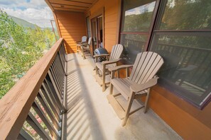 Balcony with electric grill and seating for 4 #summer