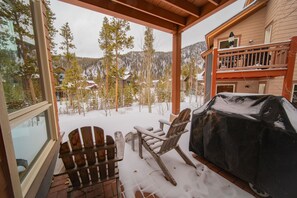 Private patio with mountain views and propane grill