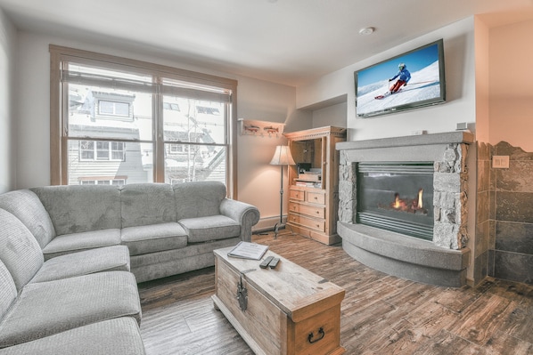 Cozy living room with fireplace