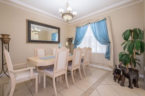 Formal dining room for 8 people.