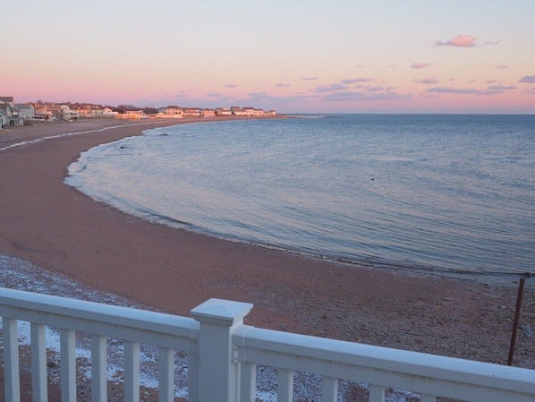 Enjoy the sunrise with views of Long Island Sound. A sandy beach is right there! Relax on the patio, walk on the sand or swim in Long Island Sound. 