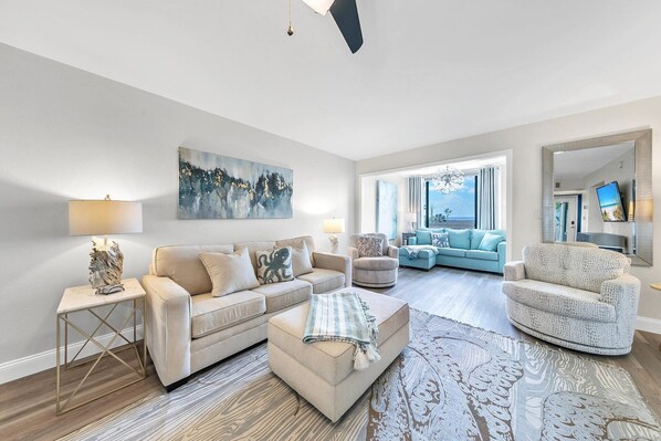 Plenty of Comfortable Seating In Living Room