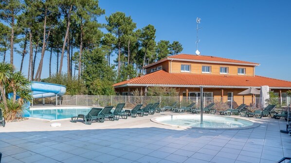 Spend time with family and friends in the outdoor pool during the summer.