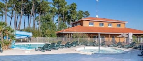 Spend time with family and friends in the outdoor pool during the summer.