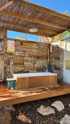 A new outdoor bath and shower! August 2023