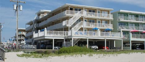 View of building from beach.