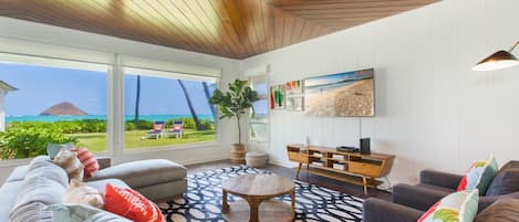 Formal living room with ocean views.