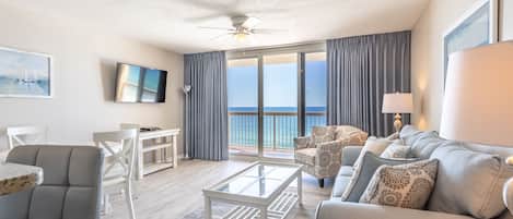 1009 Pelican Beach - Gorgeous living space looking out to beautiful Gulf waters