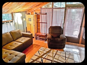 Living room view from the queen bed nook area.