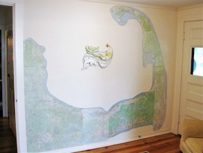 Wall-sized map of Cape Cod - with a mermaid in the Bay, of course!