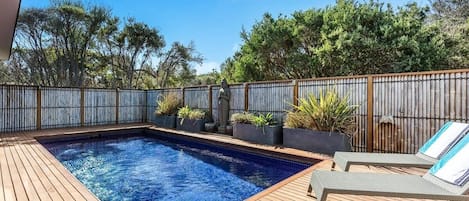 Solar Heated Pool with entertaining deck