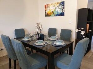 dining table can be set like this for a candle-light dinner with Barossa wine