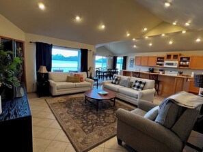 The views are amazing from every window of the open design vacation rental.