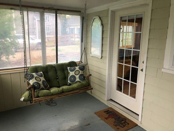 Front porch (screened in) and entry door