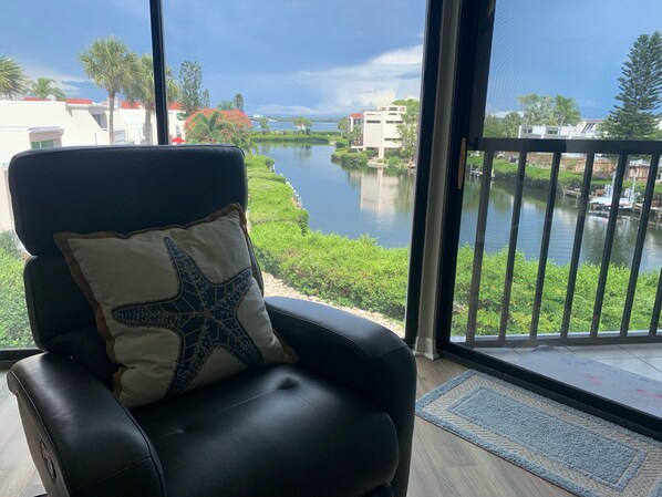 Living Room with leather recliners and look at that view!