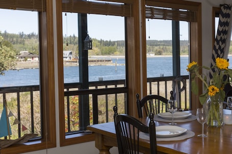 View of Cultus Bay. Dining room table seats 8