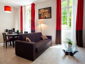 Relax and unwind in the cozy living room.