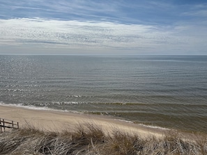 Lake Michigan and the beach at the home