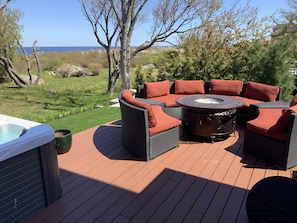 Sunny deck /yard overlooking headlands to the entrance of Rockport Harbor