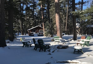 February Fire Pit, with Rustic Restoration in the background.