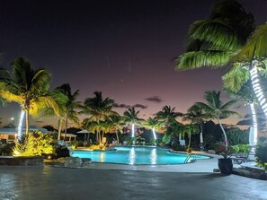 Pool area at night