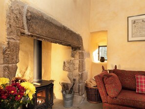 Warm and cosy living room with wood burner | Braidwood Castle - Braidwood Castle, Braidwood, near Carluke