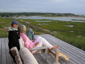 View of walking trail (former railroad) running from Truro harbor to bay beaches