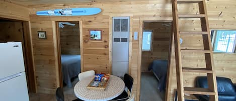 Cozy cabin all yours.  Two queen beds and sleeping loft. Walk to your beach!