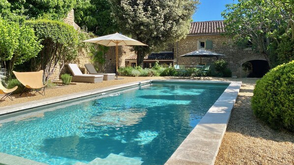 Back garden and pool