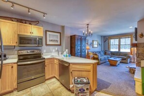 Kitchen has high end finishes
