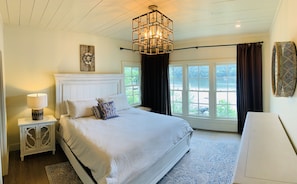 Master King Bed on Main Floor with direct view of the lake