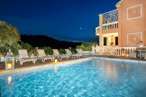 Pool area in twilight