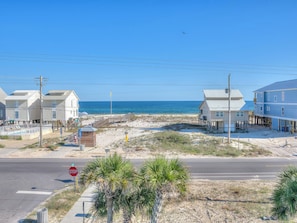 Beachview! And the beach is RIGHT THERE across the street. Public access. No trespassing! With a bathroom. :-)