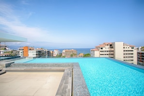 Rooftop pool with ocean views
