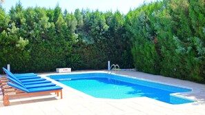 Private 5m X 9.5 pool with walk-in steps.