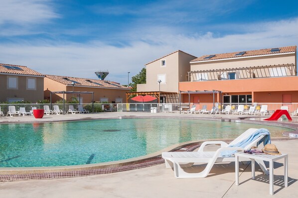 Get some sun in the outdoor pool.