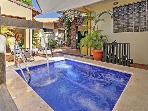 Guests have exclusive access to the private patio and spa pool.