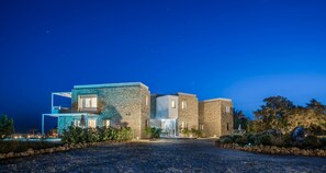 Cedar Bay Villas by night - Back side- Villa Ammos  on the right