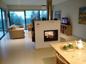 two side fireplace 
