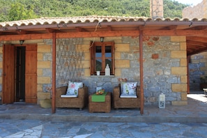 The porch of the main villa