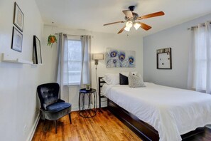 the  queen sized bed is super comfy and the room is nice and tranquil
