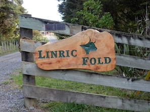 You know you've arrived when you see our sign on the gate!